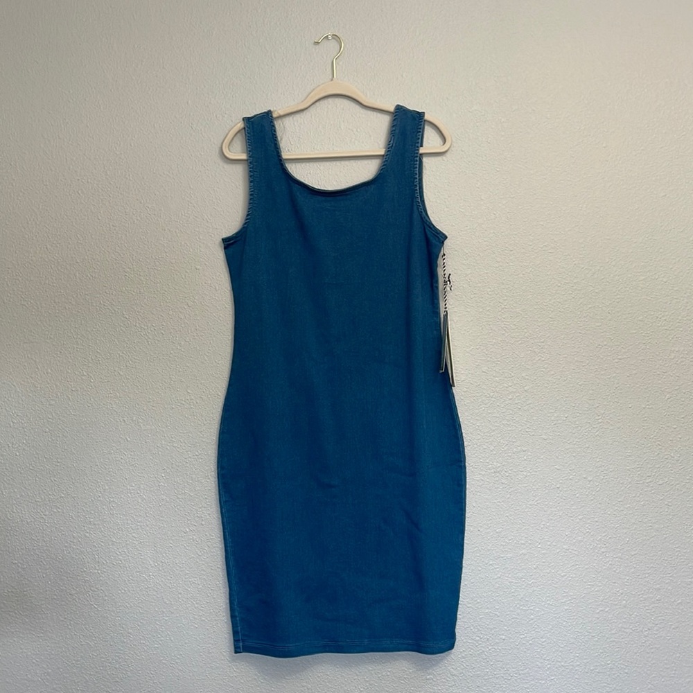 Blue denim tank dress
